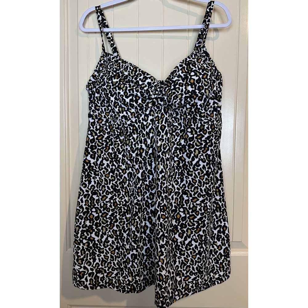 Swimsuits for All Women's Sz 20‎ Underwire Swimdress Leopard Print Cruise Resort